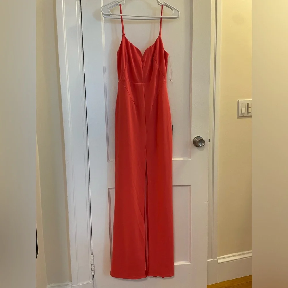 NWT Lulu’s Impressive Glamour Coral Pink Sleeveless Column Maxi Dress - Picture 5 of 7